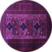 Round Machine Washable Persian Purple Traditional Area Rugs, wshtr2366pur