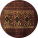 Round Persian Brown Traditional Rug, tr2366brn