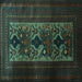 Square Machine Washable Persian Turquoise Traditional Area Rugs, wshtr2366turq