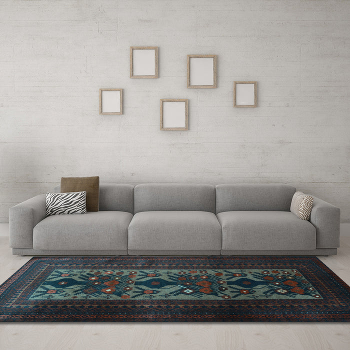Machine Washable Persian Light Blue Traditional Rug in a Living Room, wshtr2366lblu