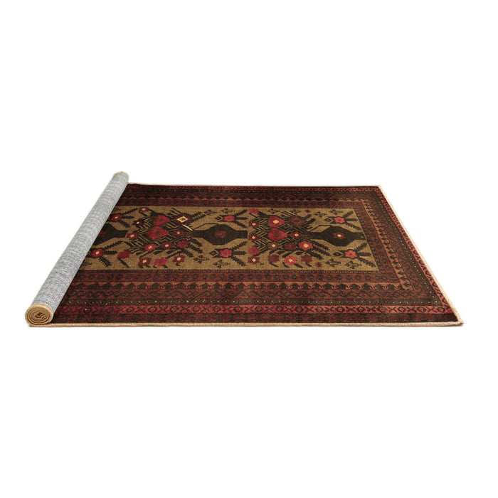 Sideview of Machine Washable Persian Brown Traditional Rug, wshtr2366brn