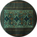 Round Persian Turquoise Traditional Rug, tr2366turq