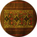 Round Persian Yellow Traditional Rug, tr2366yw