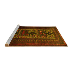 Sideview of Machine Washable Persian Yellow Traditional Rug, wshtr2366yw
