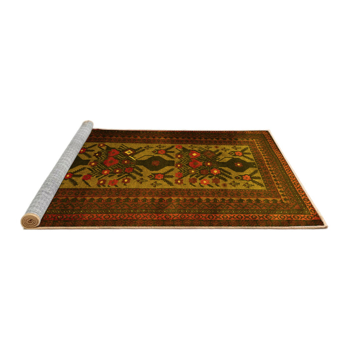 Sideview of Machine Washable Persian Yellow Traditional Rug, wshtr2366yw
