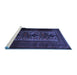 Sideview of Machine Washable Persian Blue Traditional Rug, wshtr2366blu