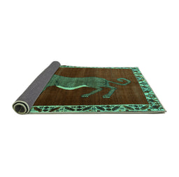 Sideview of Animal Turquoise Traditional Rug, tr2367turq