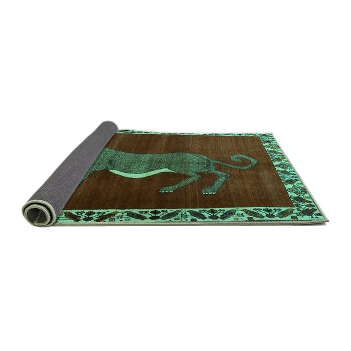Sideview of Animal Turquoise Traditional Rug, tr2367turq