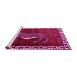 Sideview of Machine Washable Animal Pink Traditional Rug, wshtr2367pnk