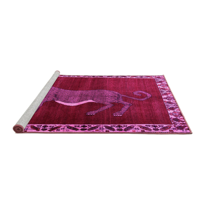 Sideview of Machine Washable Animal Pink Traditional Rug, wshtr2367pnk