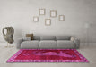 Machine Washable Animal Pink Traditional Rug in a Living Room, wshtr2367pnk