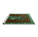 Sideview of Machine Washable Animal Turquoise Traditional Area Rugs, wshtr2367turq