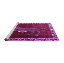 Sideview of Machine Washable Animal Purple Traditional Area Rugs, wshtr2367pur
