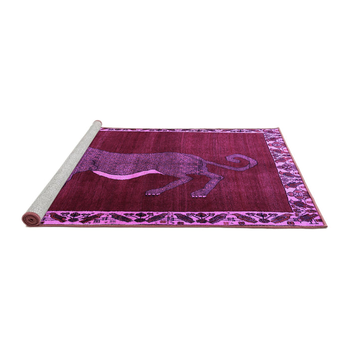 Sideview of Machine Washable Animal Purple Traditional Area Rugs, wshtr2367pur
