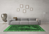 Machine Washable Animal Emerald Green Traditional Rug, wshtr2367emgrn