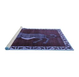 Sideview of Machine Washable Animal Blue Traditional Rug, wshtr2367blu