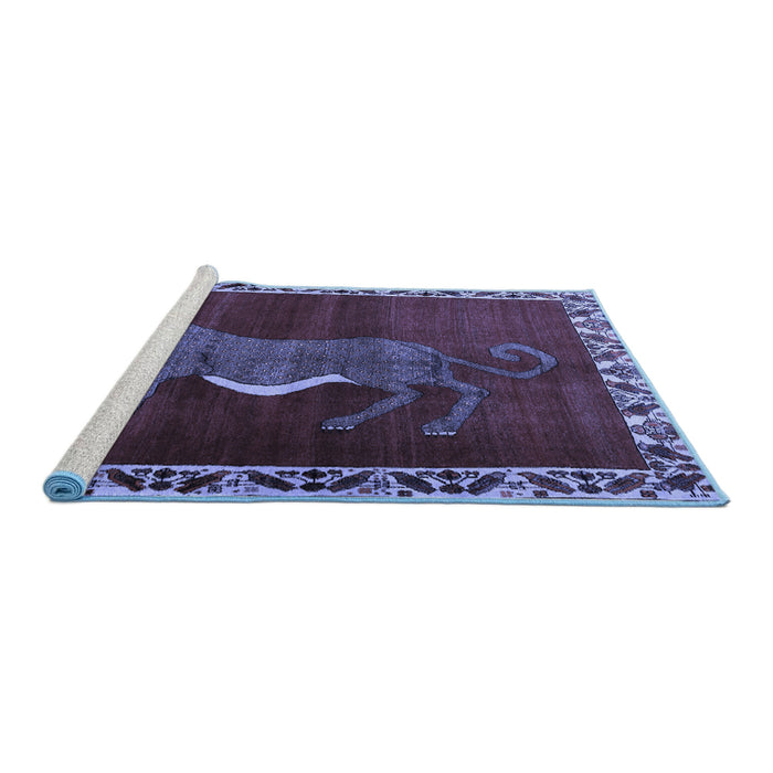 Sideview of Machine Washable Animal Blue Traditional Rug, wshtr2367blu