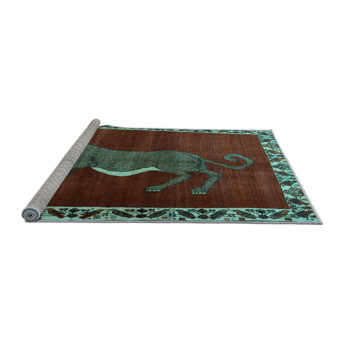 Sideview of Machine Washable Animal Light Blue Traditional Rug, wshtr2367lblu