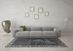 Machine Washable Animal Gray Traditional Rug in a Living Room,, wshtr2367gry