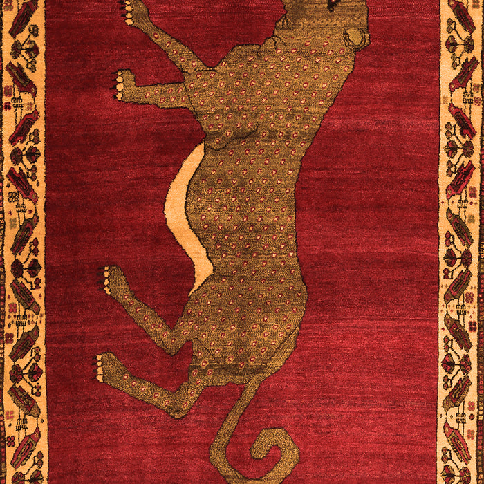 Serging Thickness of Machine Washable Animal Orange Traditional Area Rugs, wshtr2367org