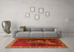 Machine Washable Animal Orange Traditional Area Rugs in a Living Room, wshtr2367org