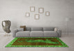 Machine Washable Animal Green Traditional Area Rugs in a Living Room,, wshtr2367grn