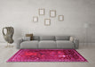 Machine Washable Animal Pink Traditional Rug in a Living Room, wshtr2368pnk