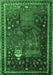 Machine Washable Animal Emerald Green Traditional Area Rugs, wshtr2368emgrn