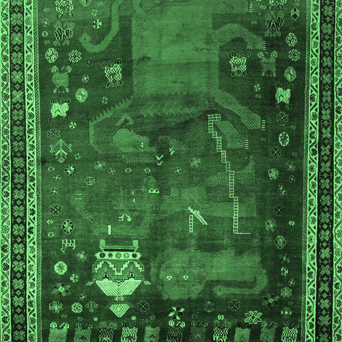 Machine Washable Animal Emerald Green Traditional Area Rugs, wshtr2368emgrn