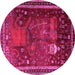Round Machine Washable Animal Pink Traditional Rug, wshtr2368pnk