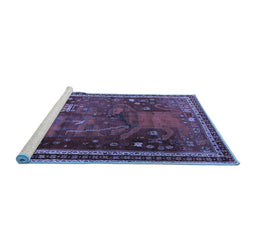 Sideview of Machine Washable Animal Blue Traditional Rug, wshtr2368blu