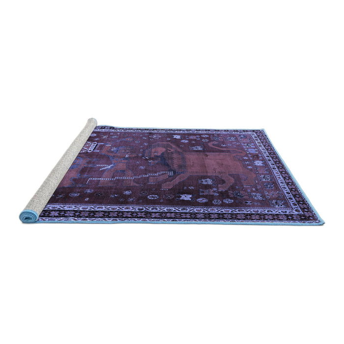 Sideview of Machine Washable Animal Blue Traditional Rug, wshtr2368blu