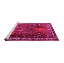 Sideview of Machine Washable Animal Pink Traditional Rug, wshtr2368pnk
