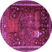 Round Animal Purple Traditional Rug, tr2368pur