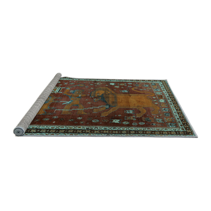 Sideview of Machine Washable Animal Light Blue Traditional Rug, wshtr2368lblu