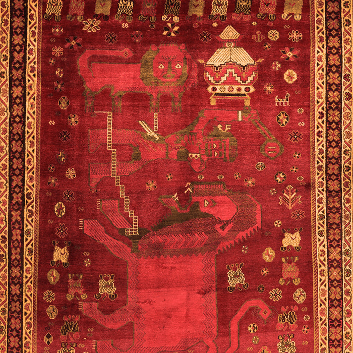 Serging Thickness of Machine Washable Animal Orange Traditional Area Rugs, wshtr2368org