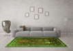 Machine Washable Animal Green Traditional Area Rugs in a Living Room,, wshtr2368grn