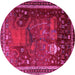 Round Animal Pink Traditional Rug, tr2368pnk