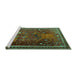 Sideview of Machine Washable Animal Turquoise Traditional Area Rugs, wshtr2368turq