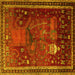 Square Animal Yellow Traditional Rug, tr2368yw