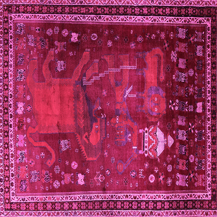 Square Animal Pink Traditional Rug, tr2368pnk