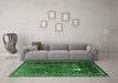 Machine Washable Animal Emerald Green Traditional Area Rugs in a Living Room,, wshtr2368emgrn