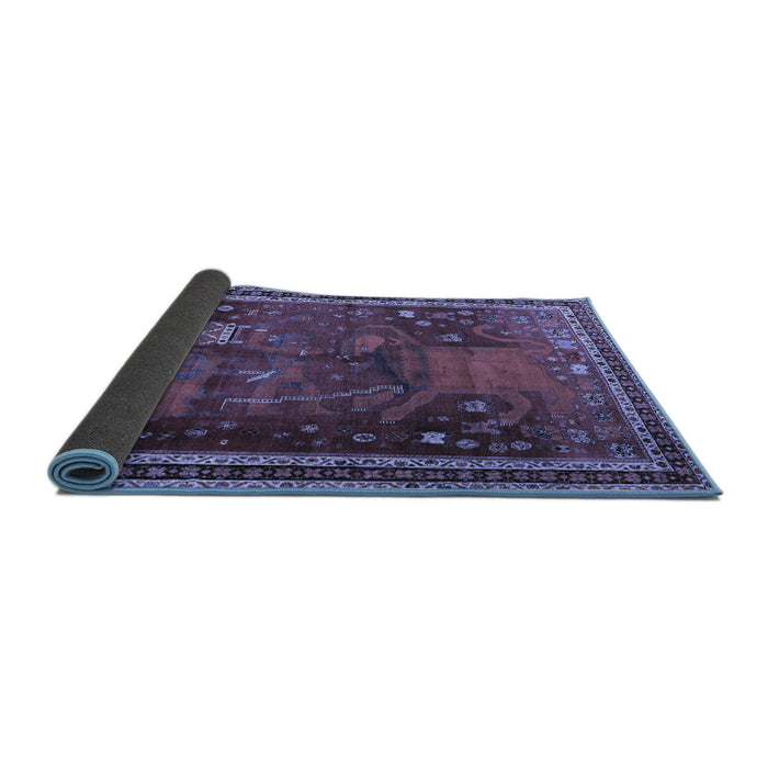 Sideview of Animal Blue Traditional Rug, tr2368blu