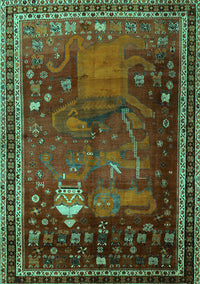 Animal Turquoise Traditional Rug, tr2368turq