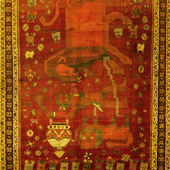 Animal Yellow Traditional Rug, tr2368yw