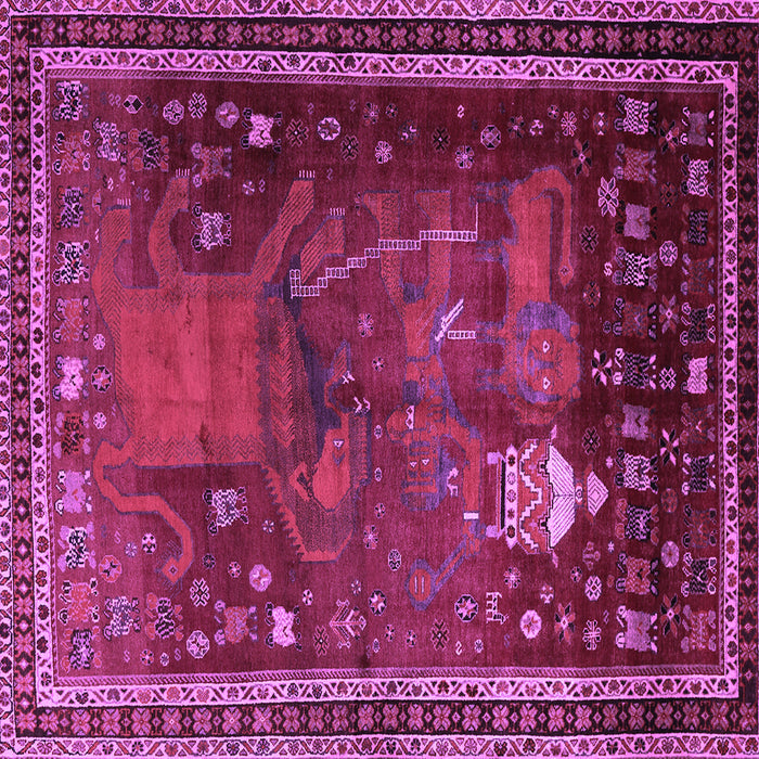 Square Animal Purple Traditional Rug, tr2368pur