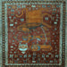 Square Animal Light Blue Traditional Rug, tr2368lblu