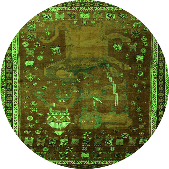 Square Animal Green Traditional Rug, tr2368grn