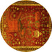 Round Animal Yellow Traditional Rug, tr2368yw