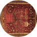 Round Animal Brown Traditional Rug, tr2368brn